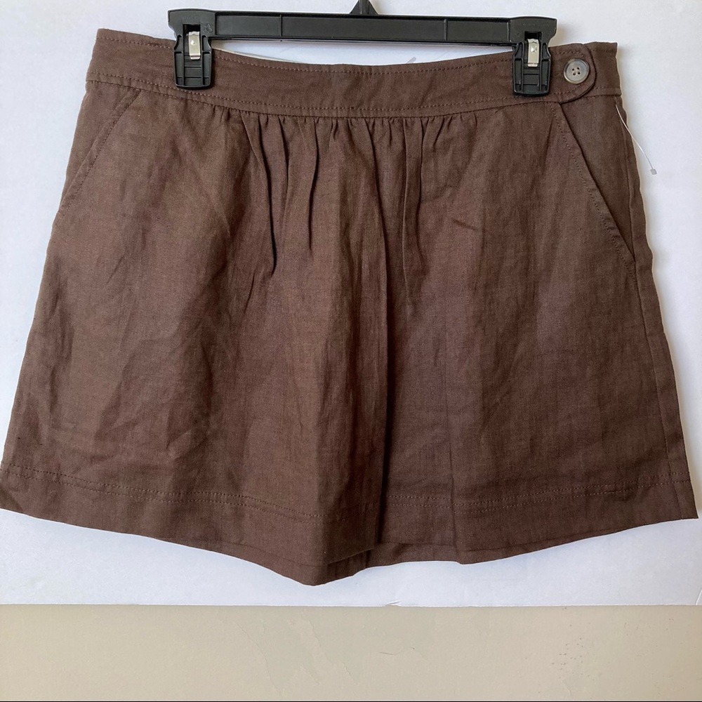 Old Navy Skirt | Brown | 100% Linen | Size 8 | L 15" | Brand New